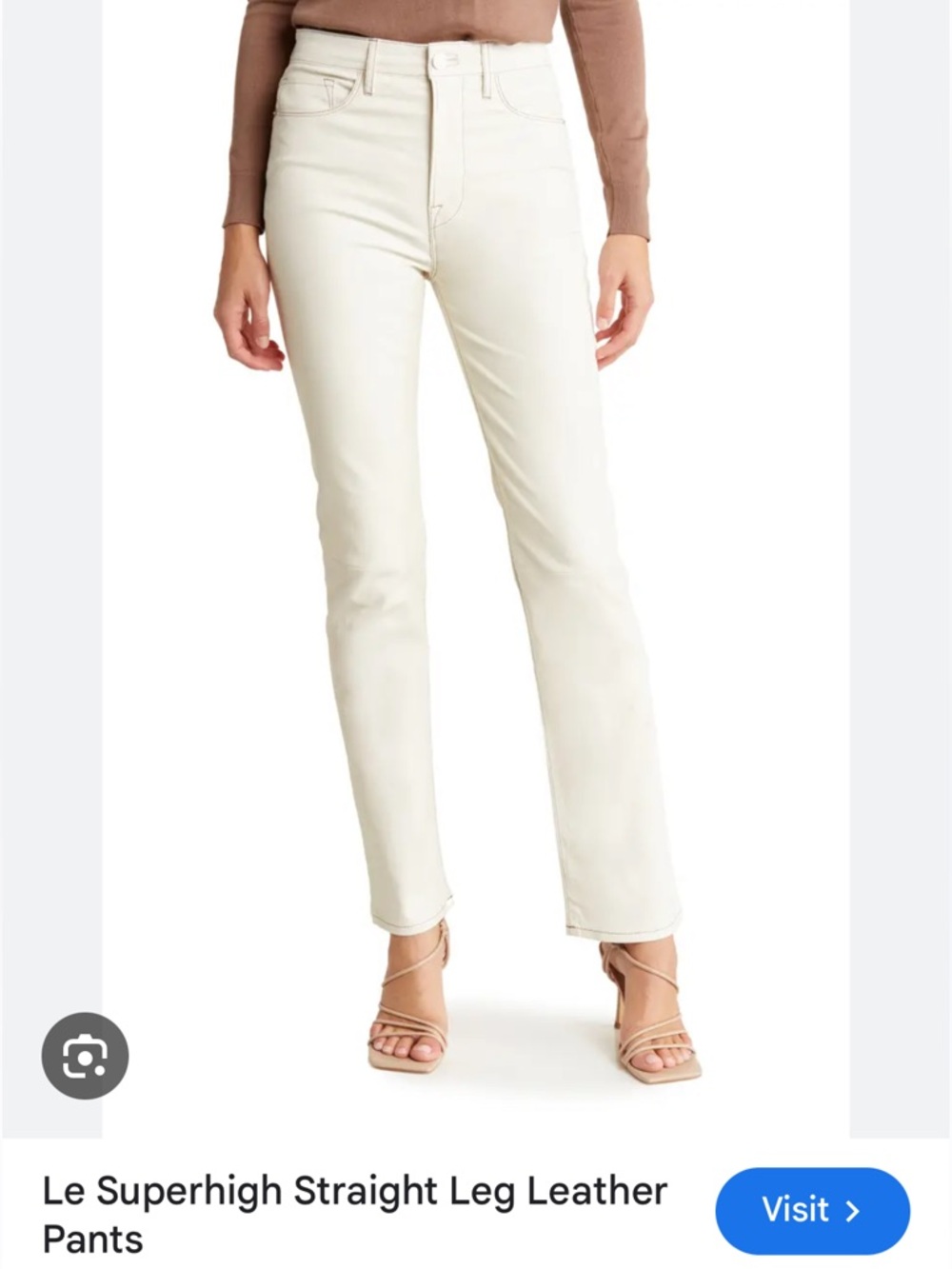 FRAME Le Superhigh Straight Leg Leather Pants in Ivory